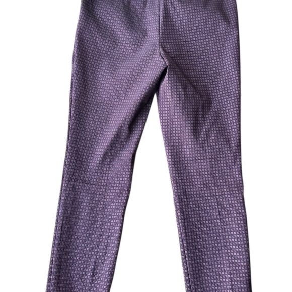 LOFT Marisa Skinny Ankle Pants Women’s Size 12 Purple Geometric Stretch Workwear - Picture 5 of 6
